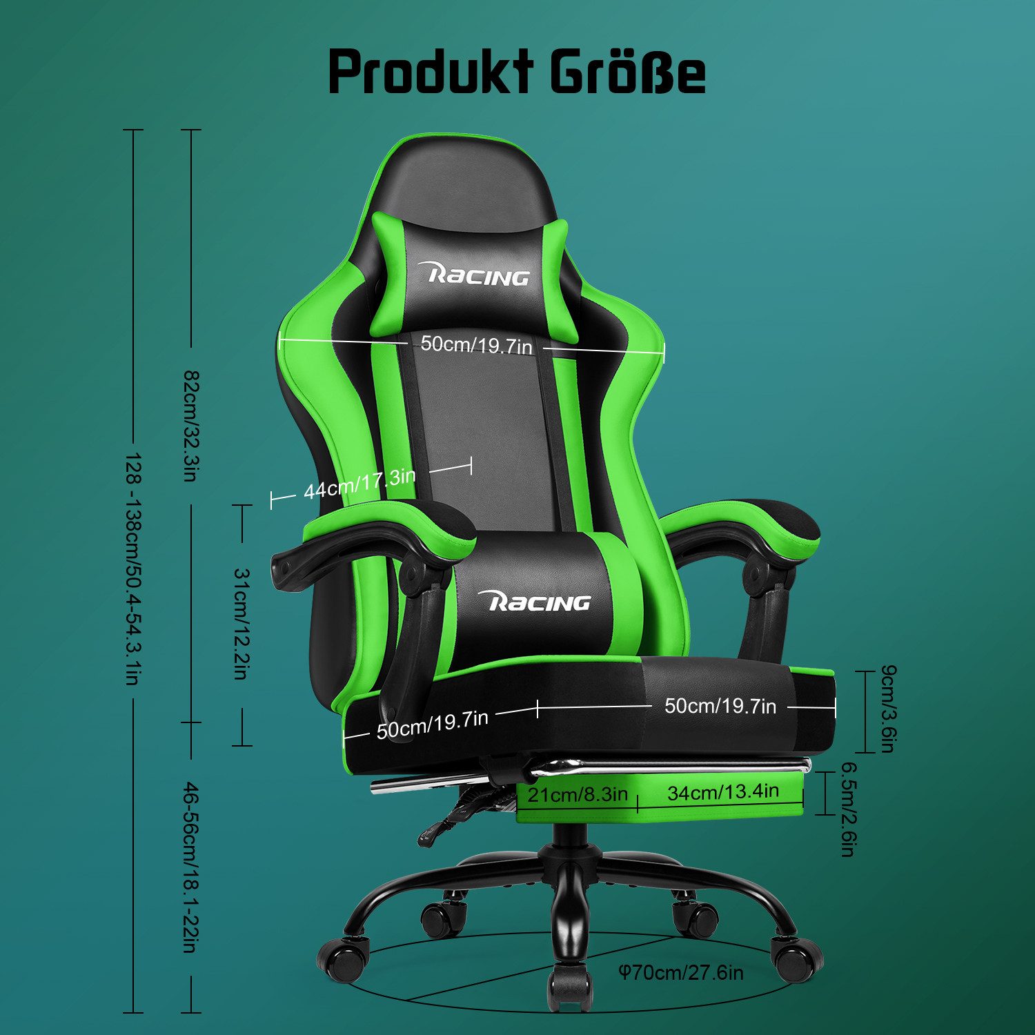 Gaming-Stuhl Gaming Stuhl mit Verstellbarer Rückenlehne und Fußstütze 5 yizi 77