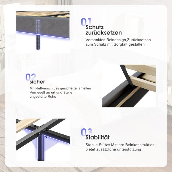 Polsterbett Polsterbett Bett 140x200 mit Lattenrost – Bild 2