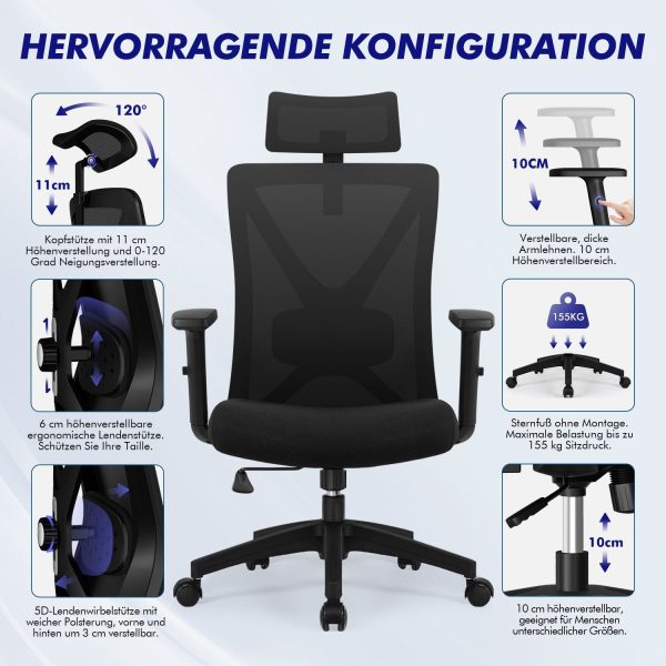 Bürostuhl Bürostuhl, Chefsessel, Ergonomischer Schreibtischstuhl, Computerstuhl – Bild 2