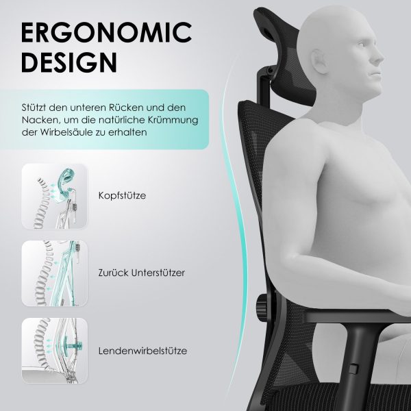 Bürostuhl Bürostuhl, Schreibtischstuhl, Drehstuhl Ergonomischer – Bild 2