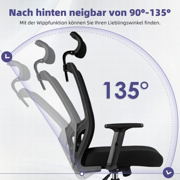 C12 - Bürostuhl Bürostuhl mit Gerauschlose Gummirollen,Ergonomischer Bürostuhl – Bild 3