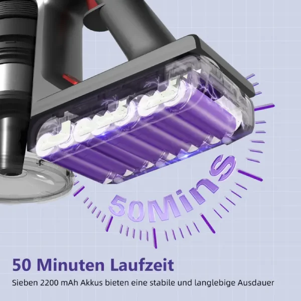 A17 - Akku-Hand-und Stielstaubsauger Akku Staubsauger, 45000Pa/550W/50Min/1.6L Kabelloser Staubsauger – Bild 3