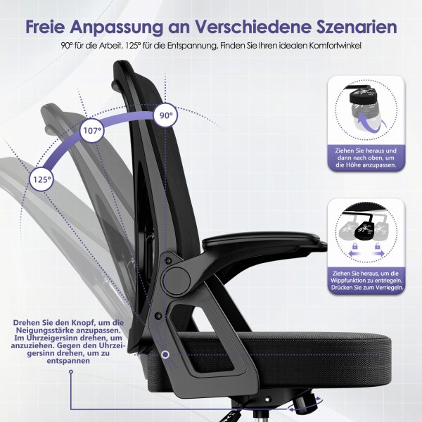 HR230 - Bürostuhl Bürostuhl,Chefsessel aus Mesh,Ergonomischer Schreibtischstuhl – Bild 4