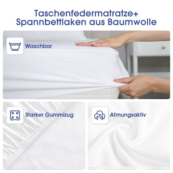 Taschenfederkernmatratze Matratze, 7-Zonen Federkernmatratze Matratzen mit Spannbettlaken, 90 cm x 200 cm x 25 cm – Bild 3