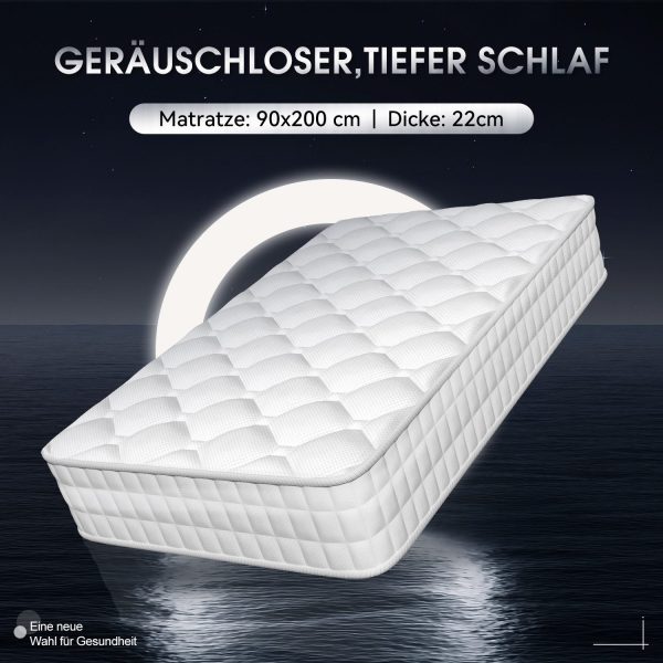 Taschenfederkernmatratze Matratze, 7-Zonen Federkernmatratze Matratzen mit Spannbettlaken, 90 cm x 200 cm x 22 cm – Bild 4