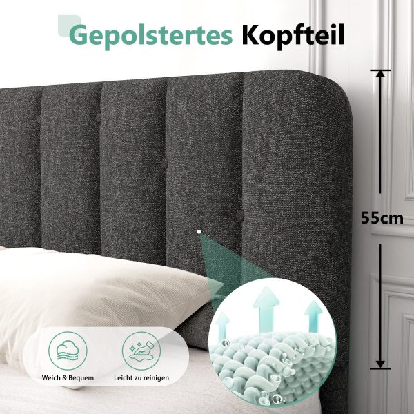 Polsterbett Polsterbett 140 x 200 cm Bettgestell – Bild 3