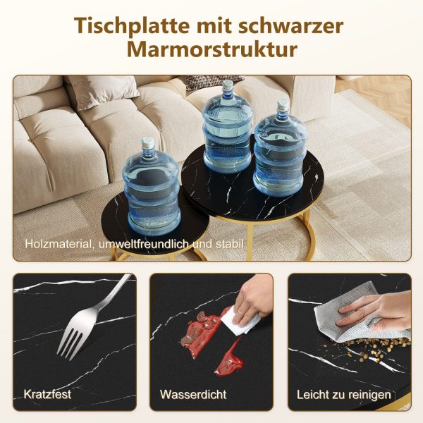 Couchtisch Couchtisch 2er Set mit Marmormuster, Beistelltisch – Bild 2