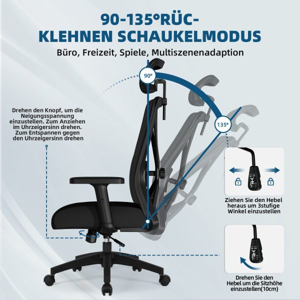 Bürostuhl Bürostuhl Ergonomischer Schreibtischstuhl, Drehstuhl – Bild 4