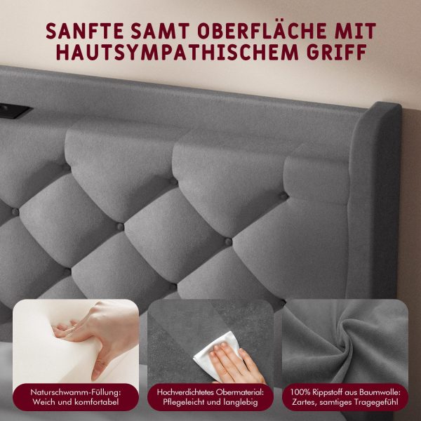 Polsterbett Polsterbett 140 x 200 cm Bettgestell Doppelbett Bettrahmen – Bild 4