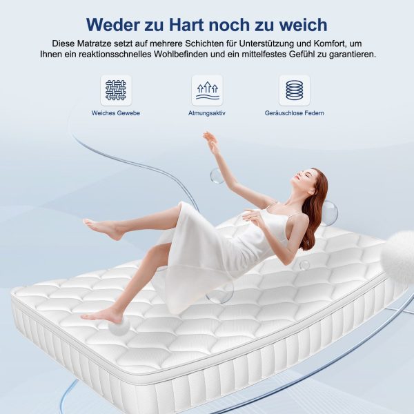 Taschenfederkernmatratze Matratze 140 cm x 200 cm x 23 cm, 7 Zone Federkernmatratze Atmungaktive Material – Bild 3