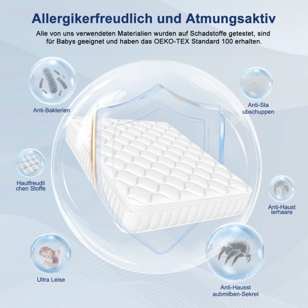 Taschenfederkernmatratze Matratze 140 cm x 200 cm x 23 cm, 7 Zone Federkernmatratze Atmungaktive Material – Bild 4