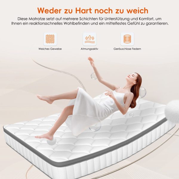 Taschenfederkernmatratze Matratze 90 cm x 200 cm x 23 cm, 7 Zone Federkernmatratze Atmungaktive Material – Bild 4