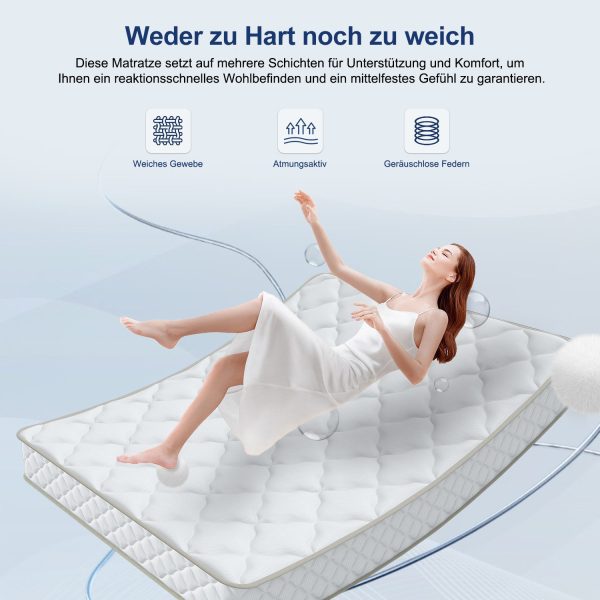 Taschenfederkernmatratze Matratze, 7 Zone Federkernmatratze Matratzen mit Spannbettlaken, 120 cm x 200 cm x 22 cm – Bild 4