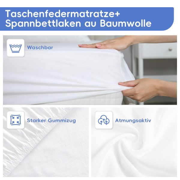 Taschenfederkernmatratze Matratze 160 cm x 200 cm x 22 cm, 7-Zonen Federkernmatratze Härtegrad H3 – Bild 4