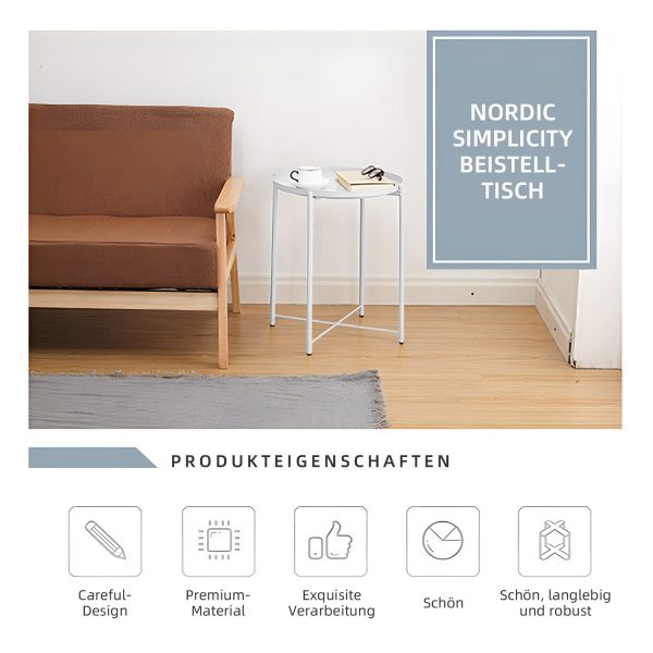 Beistelltisch Couchtisch Sofatisch rund, modern 44x52 CM – Bild 4