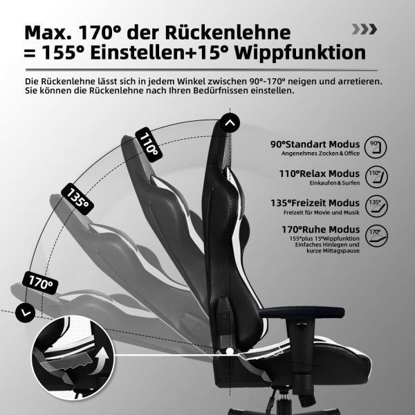 Gaming-Stuhl Gaming Stuhl Ergonomisch Gaming Chair Bürostuhl – Bild 4