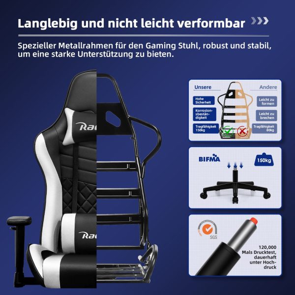 Gaming-Stuhl Komfortabler Gamer Stuhl mit Höhenverstellbarer Sitzfläche – Bild 4