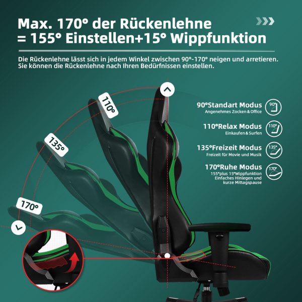Gaming-Stuhl Ergonomischer Gaming Stuhl mit Gepolstertem Sitz – Bild 4